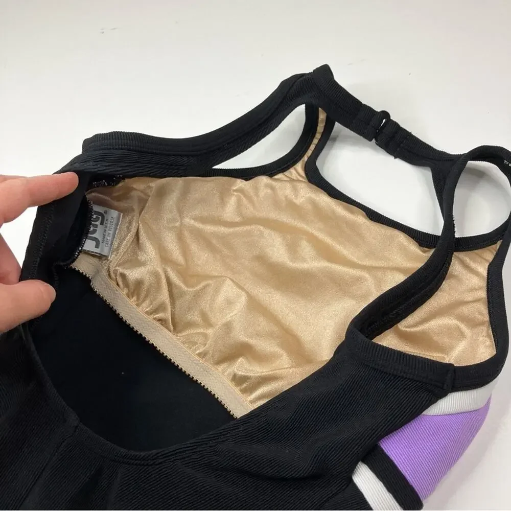 Jag Vintage Black Purple One Piece Swimsuit Made in USA Womens 14